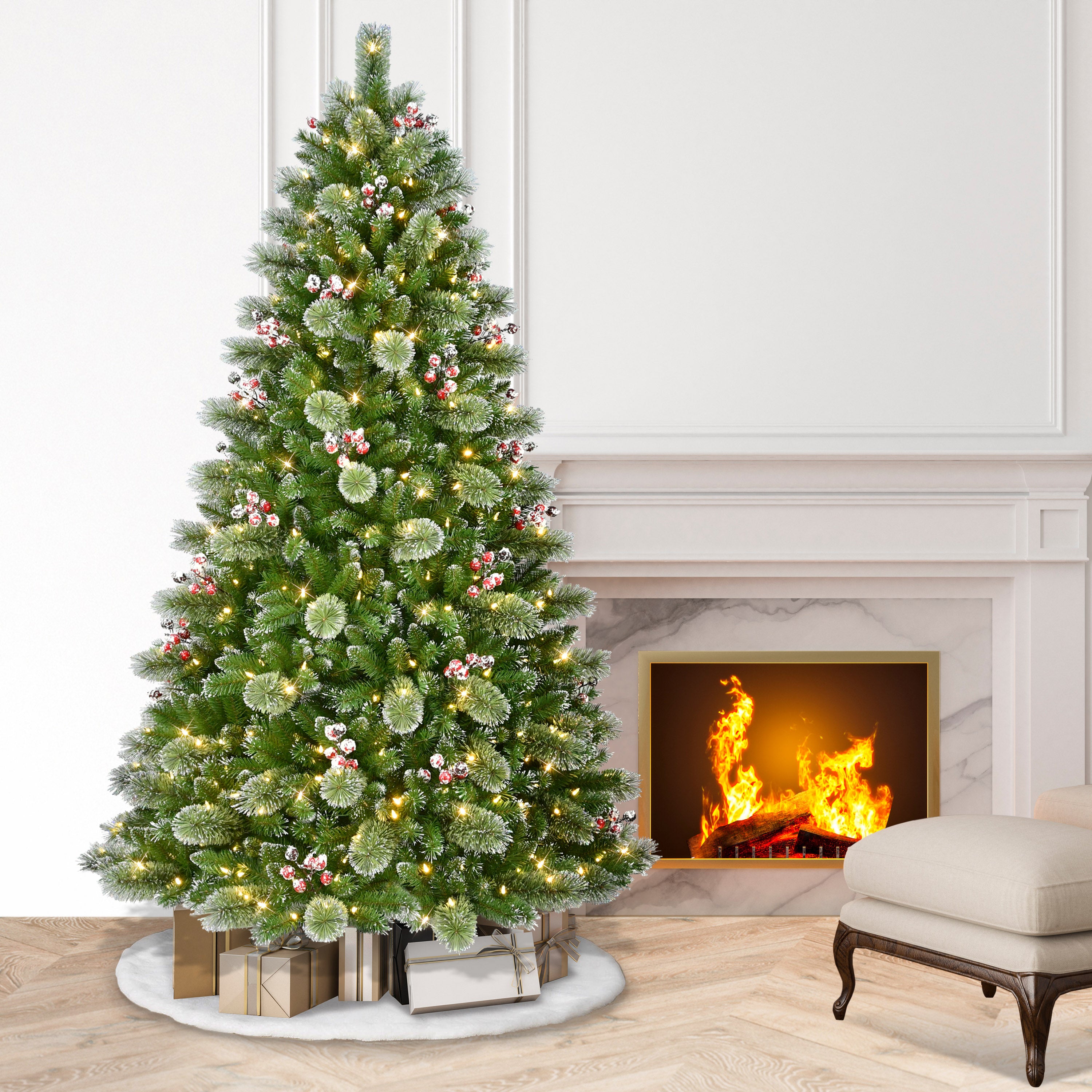 7.5ft. Pre-Lit Snowy Tree
